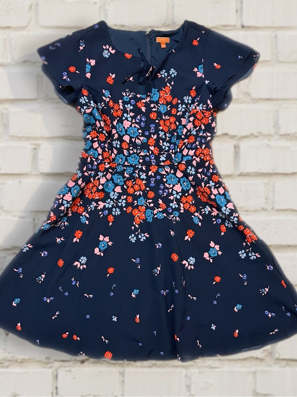 ModCloth Personality First Navy Blue A-Line Floral Dress - Size L